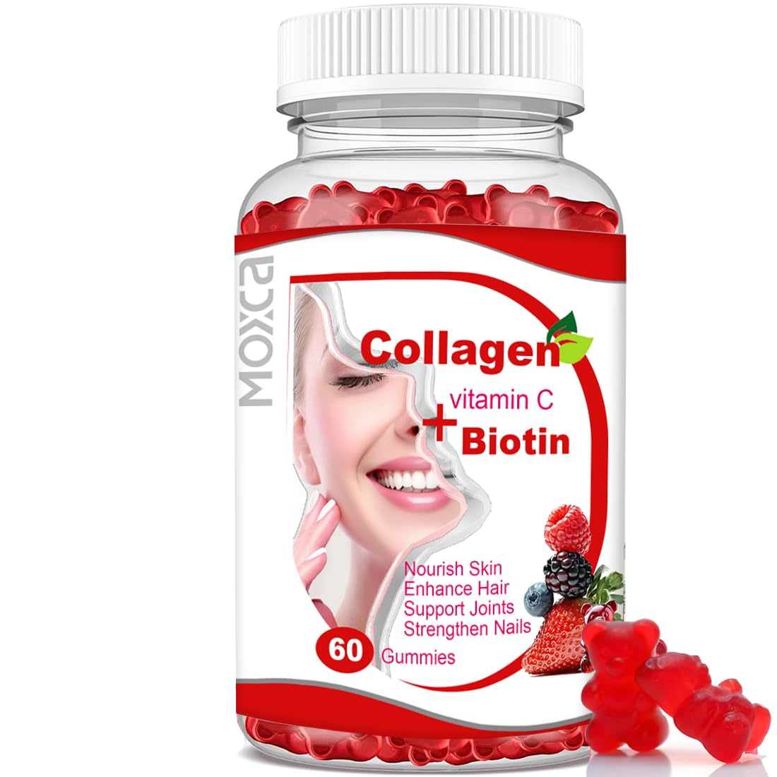 Moxca Hydrolyzed Marine Collagen Gummies for Women | Vegan Collagen Support with Biotin, Vitamins C & E | Daily Beauty Supplement for Hair, Skin & Nails | Natural Fruit Flavor, Clean Formula Moxca buy supplements Au