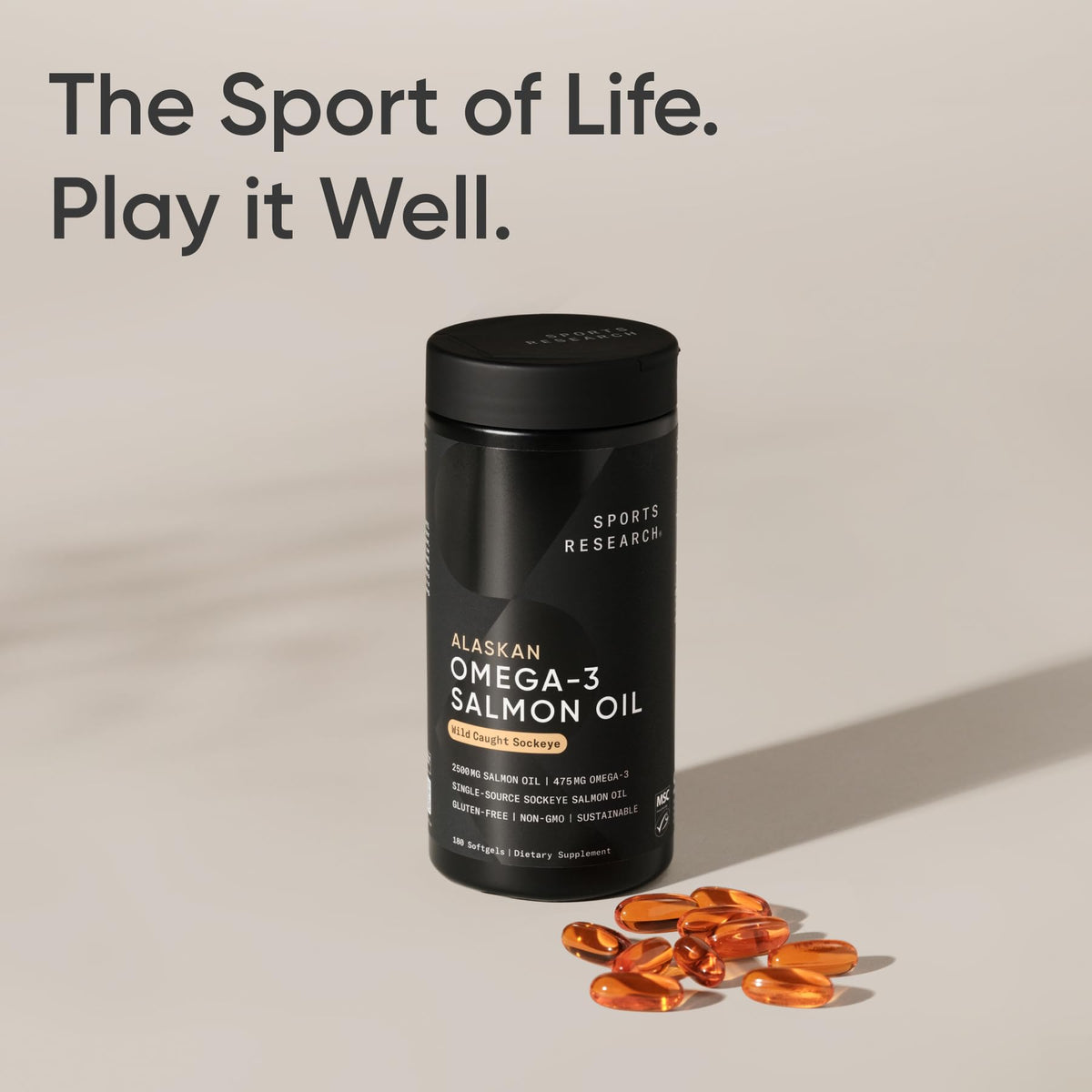 Sports Research® Salmon Oil - Single-Source Wild Alaskan Sockeye | 2500 mg per Serving w/EPA & DHA Fatty Acids | MSC Certified - 180 Count Softgels Sports Research buy supplements Au