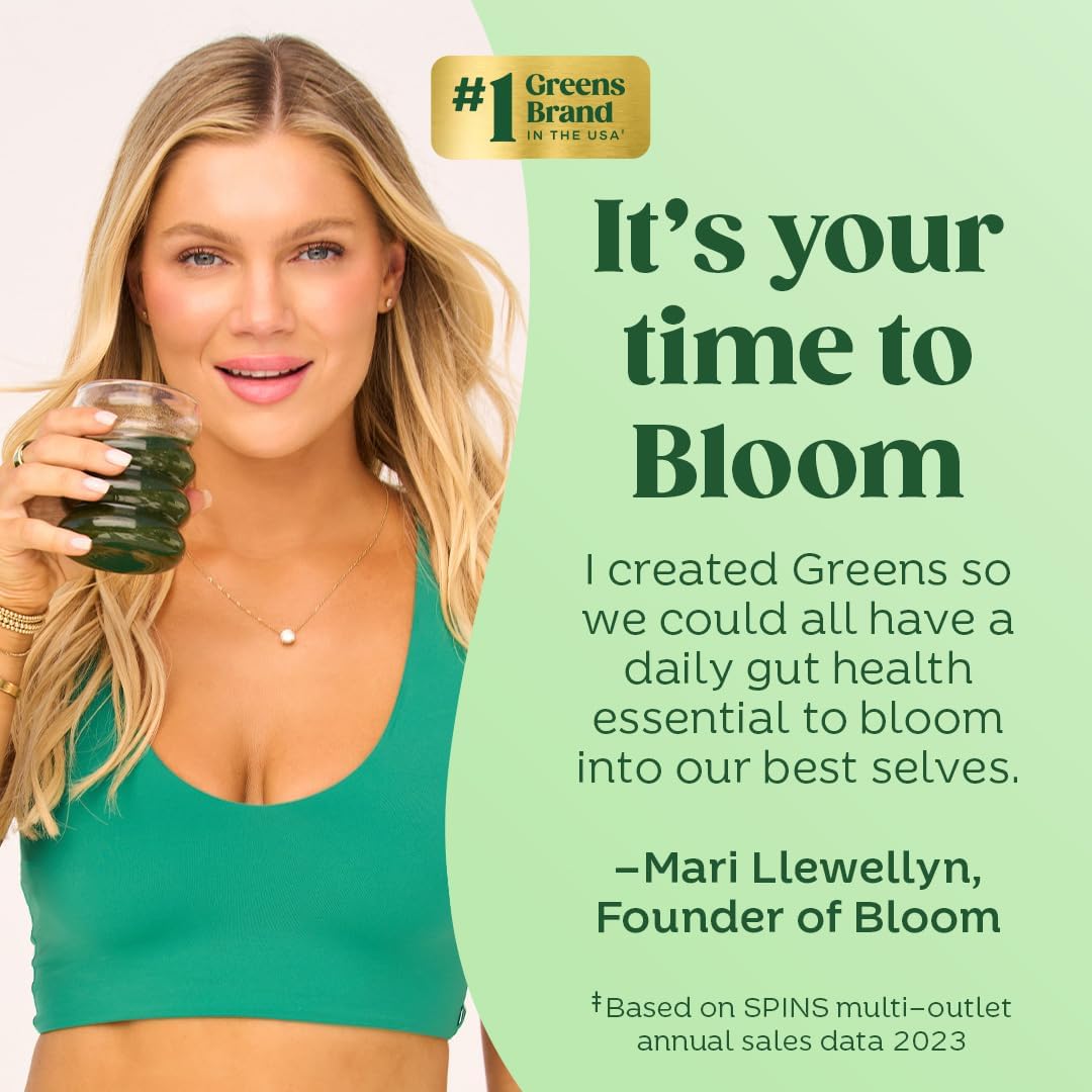Bloom Nutrition Superfood Greens Powder, Berry, 30 Servings | Digestive Enzymes with Probiotics and Prebiotics, Gut Health, Bloating Relief for Women, Chlorella, Green Juice Mix