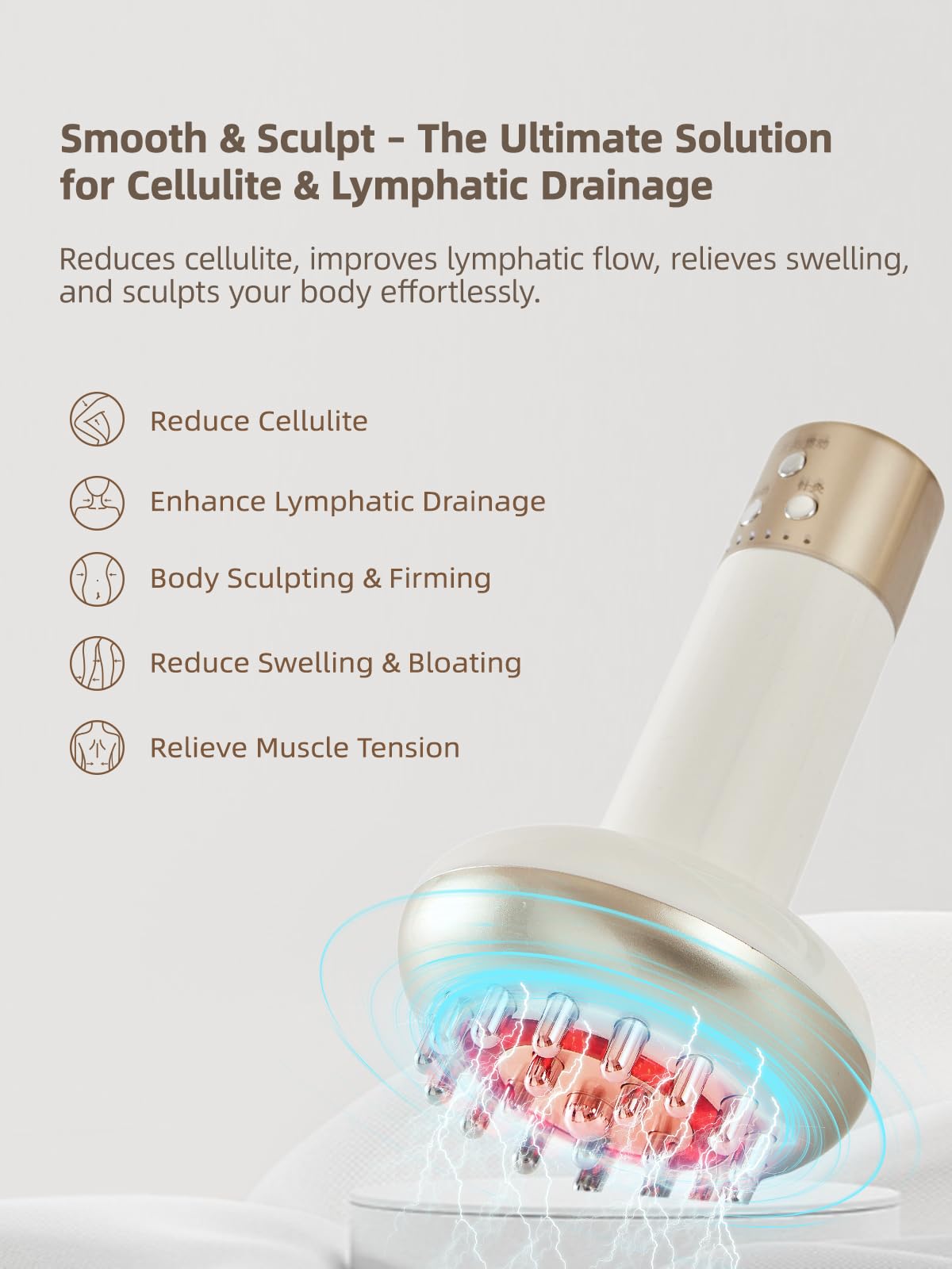 Yuonry Lymphatic Drainage Massager & Anti Cellulite Massage Tool, Reduce Stretch Marks & Cellulite, for Legs, Arms & Belly, Body Sculpting Machine with Microcurrent, Light, Heat & Vibration,White Yuonry buy supplements Au