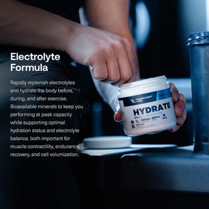 Transparent Labs Hydrate Electrolytes Powder (40 Servings, Tropical Punch) & Creatine HMB (30 Servings, Unflavored)