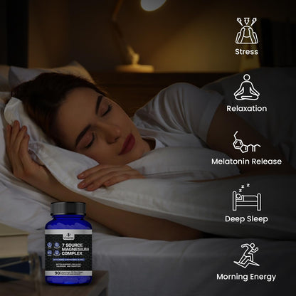 Magnesium Complex for Sleep, Relaxation, Digestion & Calm – Magnesium Glycinate, Citrate, Bisglycinate, Carbonate, Malate, Orotate, Taurate, + Humic/Fulvic for High Absorption - 90 ct. VITAMIZED buy supplements Au