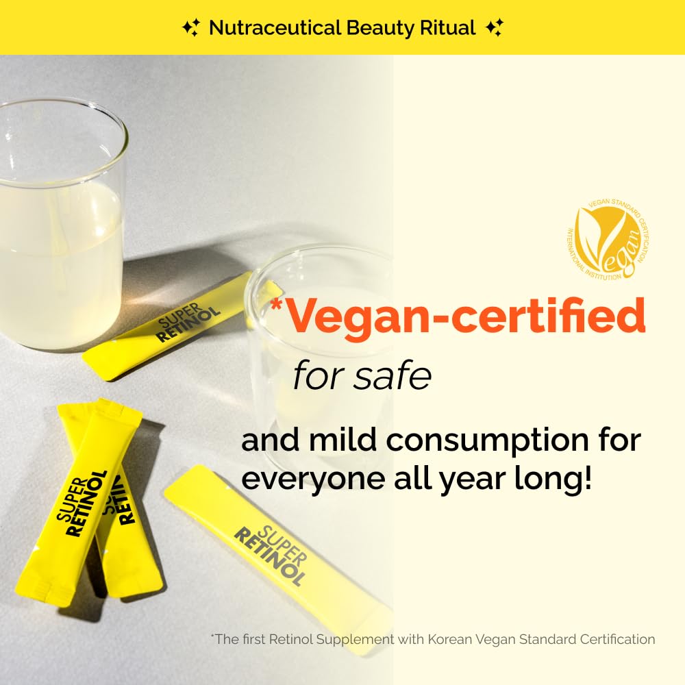 VITALBEAUTIE Super Retinol - Ingestible Liposomal Retinol & Vitamin C 1000mg Powder - Vegan K-Beauty Skin Supplement for Radiant Glass Skin & Tone, Dark Spot Care, 30 Packets VITALBEAUTIEBuy Supplements Australia
