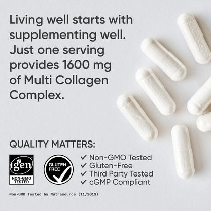 Sports Research® Multi Collagen Pills for Women & Men - Collagen Peptides (Type I, II, III, V, X) Enhanced with Hyaluronic Acid & Vitamin C - Gluten Free ­· Non-GMO - 90 Capsules Sports Research buy supplements Au