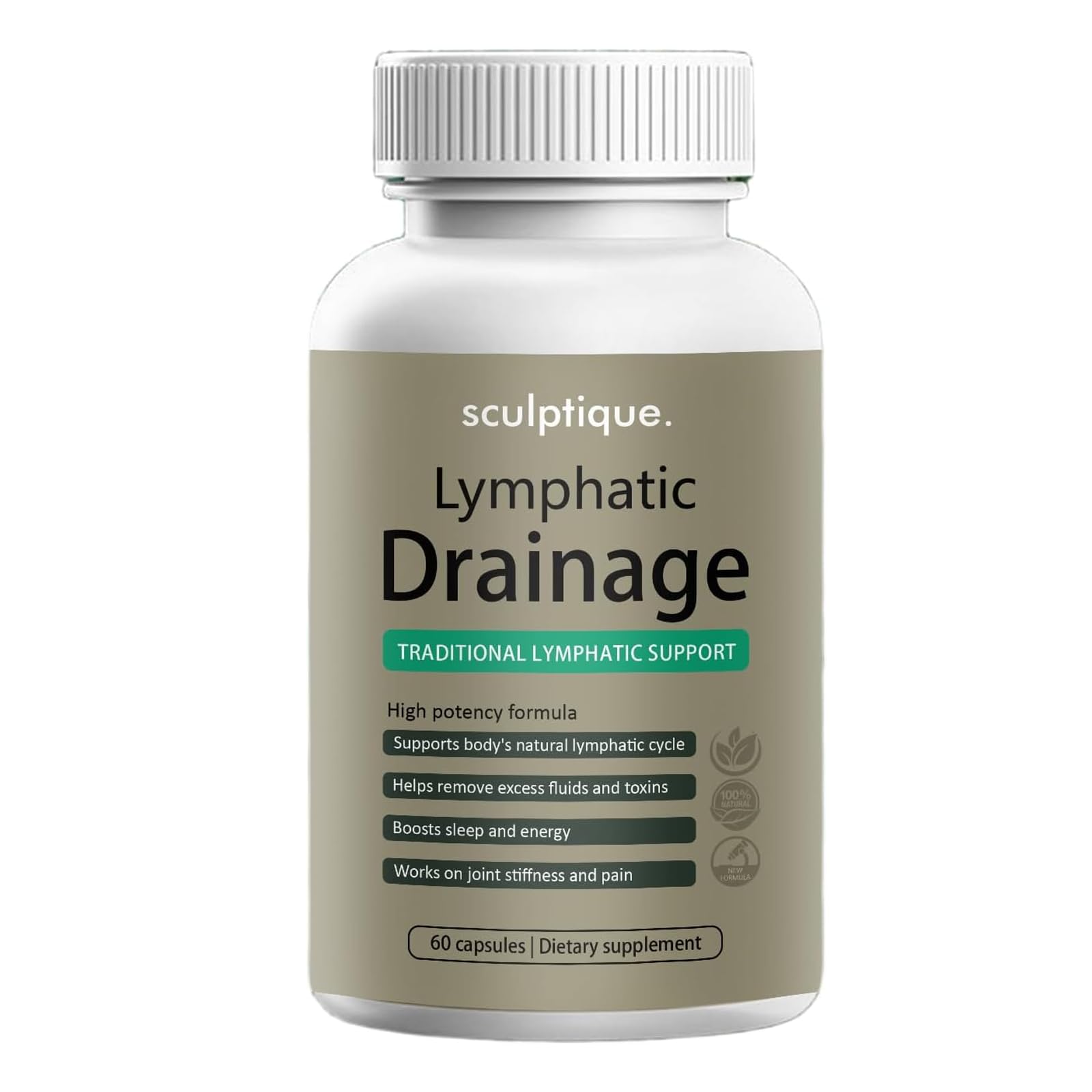 pressurepal Sculptique Lymphatic Drainage Capsules, New Maximum Potency Formula with Dandelion Extract, Cleavers Extract - Supports Cellulite Reduction, Lymphatic Drainage, 60 Capsules (1pcs) pressurepal buy supplements Au