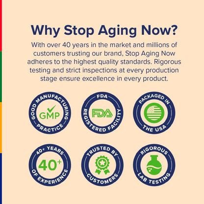 Stop Aging Now - Immune Support - with Vitamin C, Vitamin D3 and Mushroom Complex - 60 Vegetarian Capsules Stop Aging NowBuy Supplements Australia