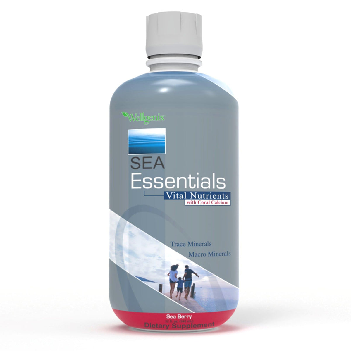 Wellgenix Sea Essentials Liquid Mineral Dietary Supplement with Trace and Macro Minerals and Coral Calcium – Sea Berry Flavor – 32 fl oz WellgenixBuy Supplements Australia