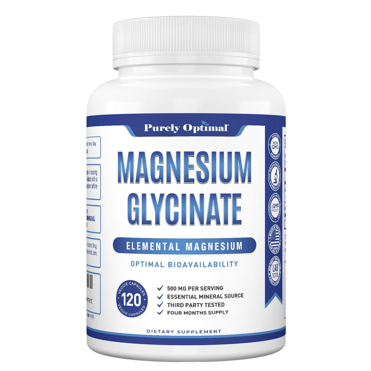Purely Optimal Magnesium Glycinate 500mg – Sleep Support & Stress Relief – Gentle, High Absorption Magnesium Supplement for Muscle Relaxation, Calm & Nerve Support – 120 Capsules Purely OptimalBuy Supplements Australia