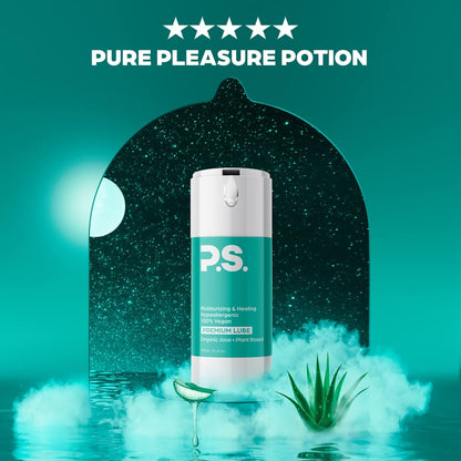 PS Ultra Thin Condoms & Personal Lubricant Bundle - 12 Pack Lubricated, Odorless Latex Condoms - 100mL Bottle Organic Aloe & Plant Based Lube - All Natural, pH Balanced, & 100% Vegan