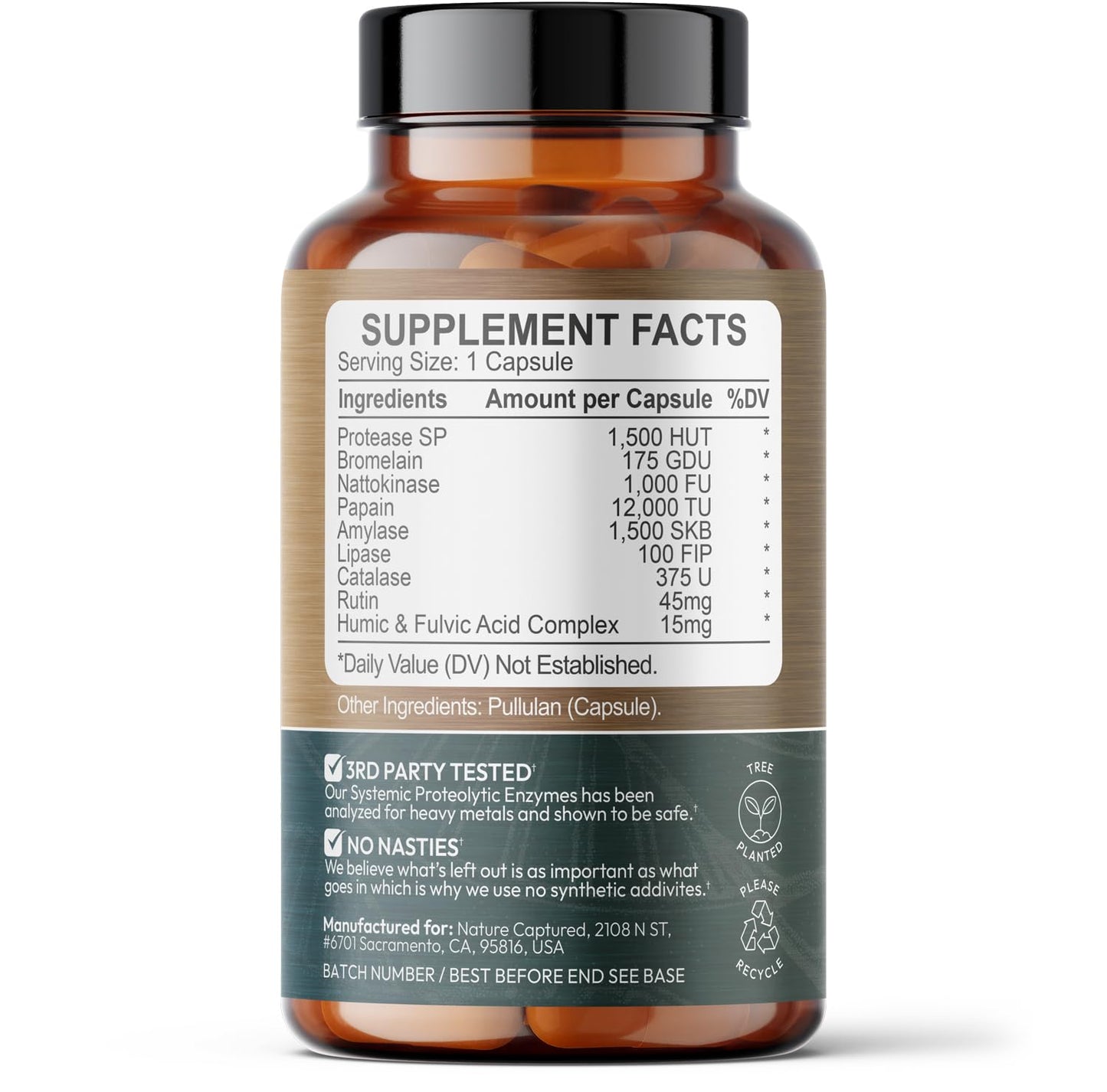 Nature Captured Systemic Proteolytic Enzyme Complex - Naturally Supports Recovery & Joints - 120 Capsules - Vegan - GMP - Additive Free Nature Captured buy supplements Au