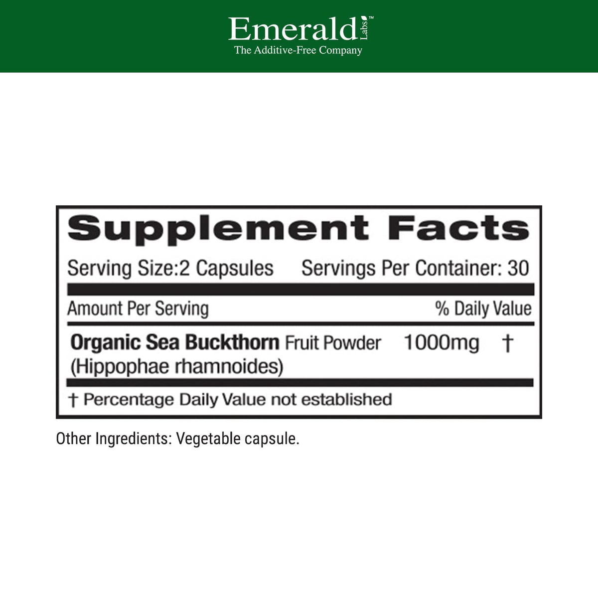 EMERALD LABS Sea Buckthorn - Dietary Supplement with Vitamins C, E & Omega 7 - Supports Adrenal, Energy, Skin & Immune Health - 60 Vegetable Capsules (30-Day Supply) EMERALD LABSBuy Supplements Australia