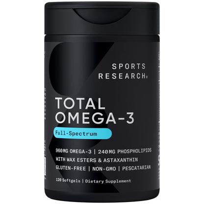 Sports Research® Omega-3 Fish Oil Bundle - Total Omega-3 2200mg (Krill, Salmon & Pollock) + Triple Strength Fish Oil 1250mg - High EPA & DHA Supplement Sports Research buy supplements Au