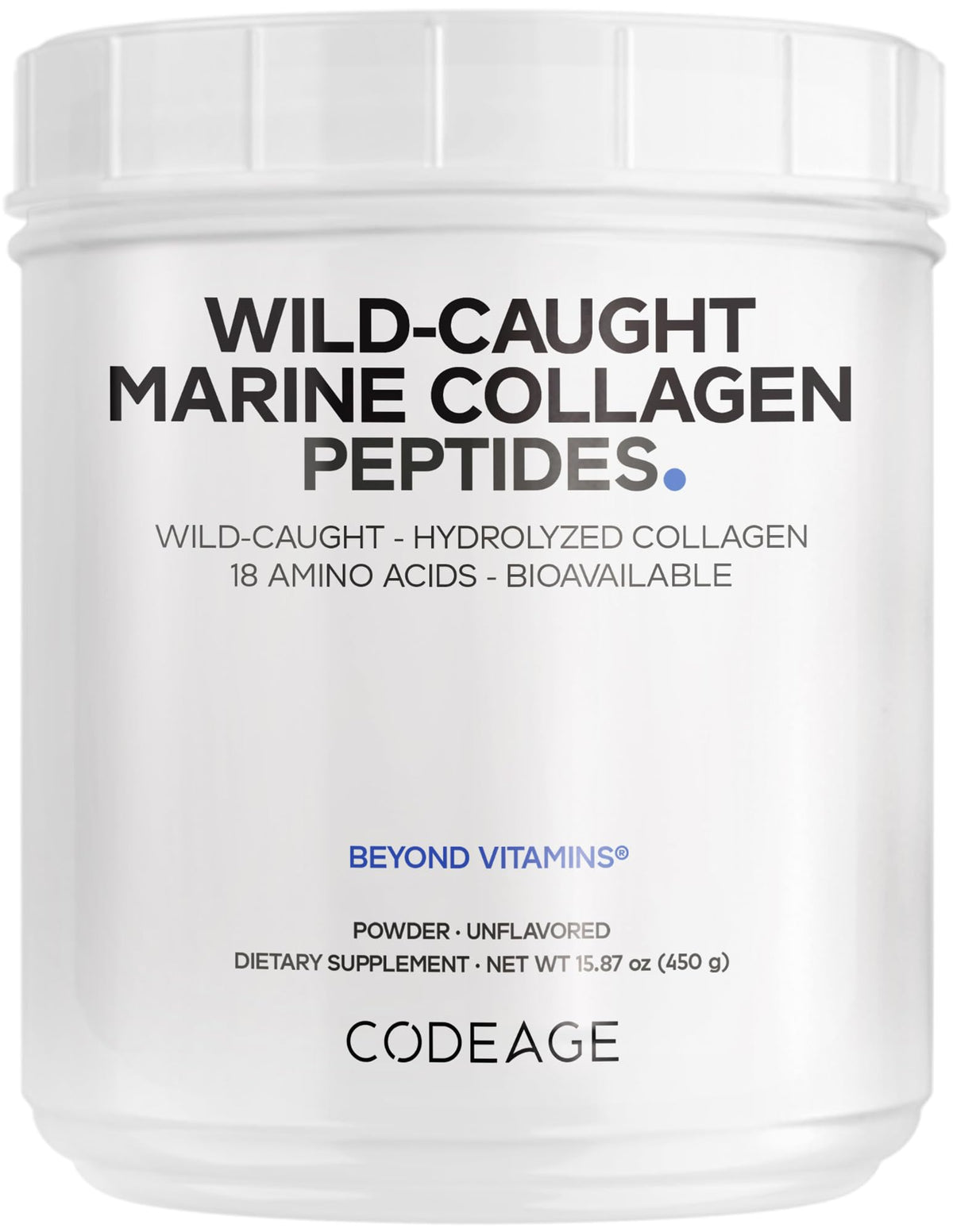 Codeage Marine Collagen Powder - Wild-Caught Hydrolyzed Fish Collagen Peptides - Type 1 & 3 Collagen Protein Supplement - Amino Acids for Skin, Hair, Nails - Paleo Friendly, Non-GMO, 15.87 Ounces CodeageBuy Supplements Australia