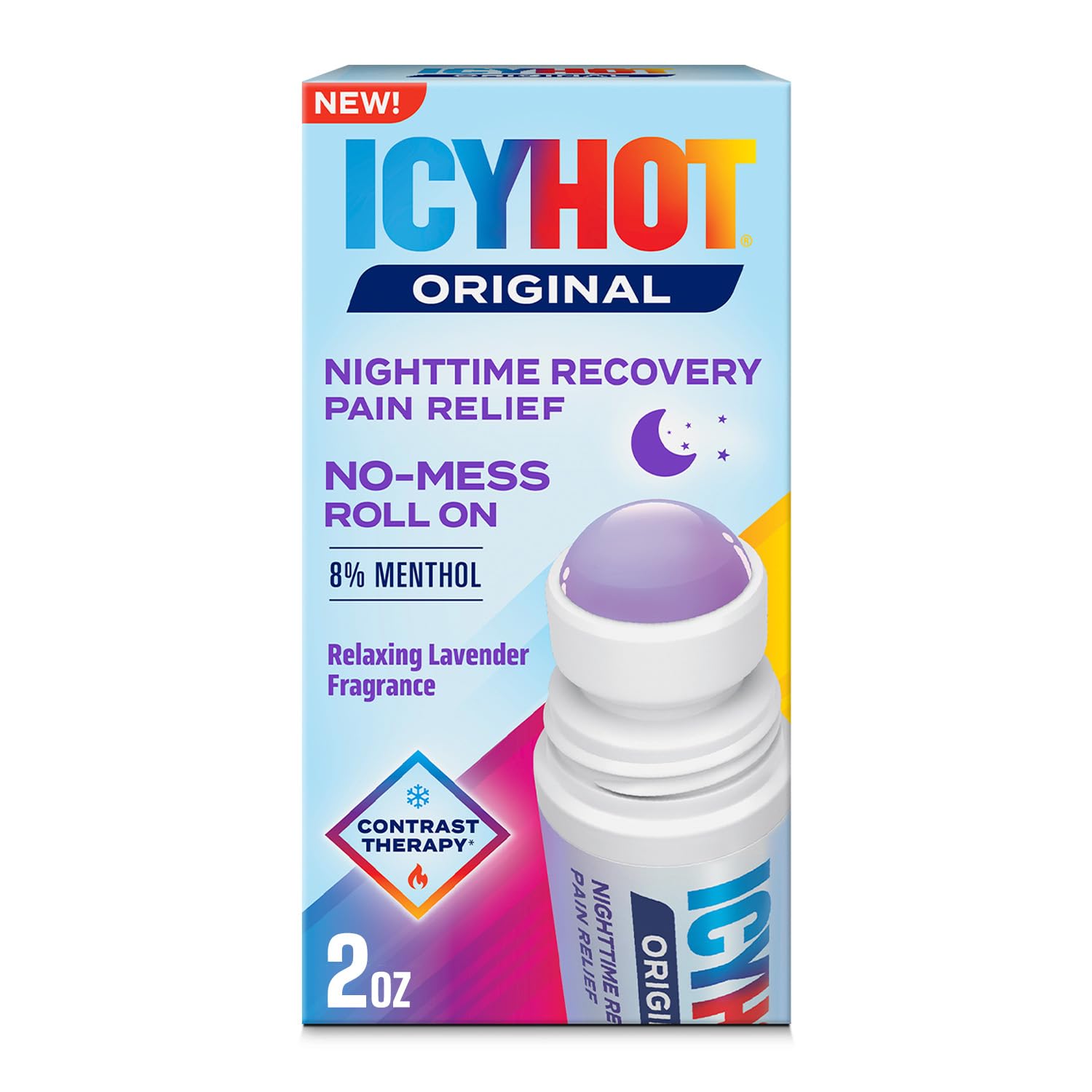Icy Hot Original Pain Relief Nighttime Recovery No-Mess Roll-On Applicator, Fast-Acting Pain Relief with Menthol 8% for Backaches, Joints, Muscle Strains and Arthritis, Lavender Scent, 2 oz Icy Hot buy supplements Au