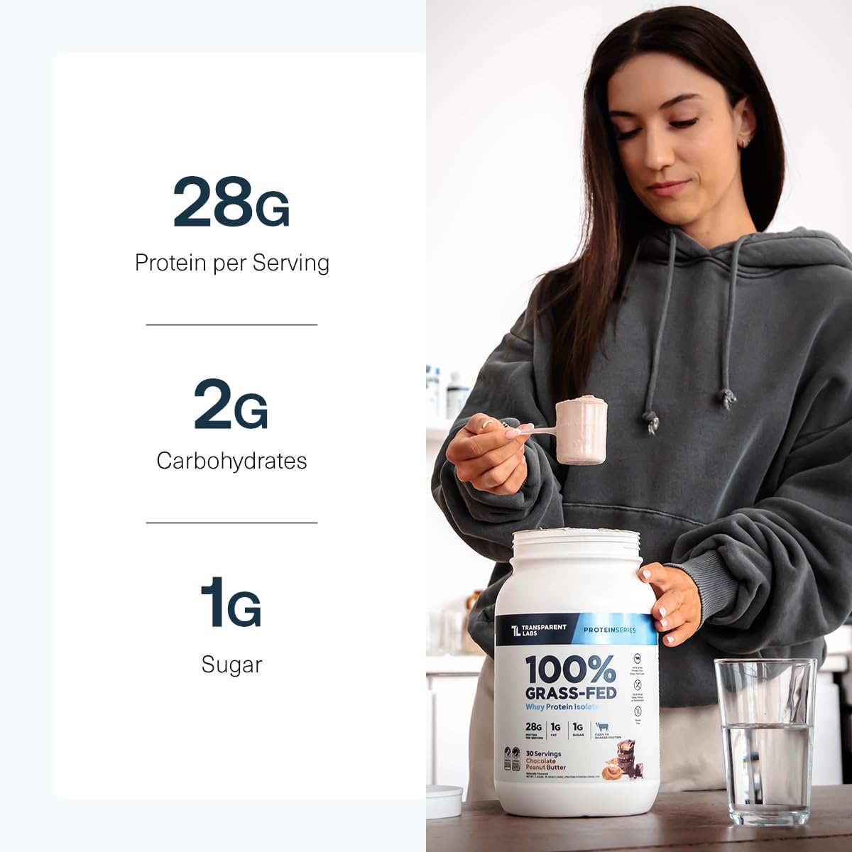 Transparent Labs Grass-Fed Whey Protein Isolate (30 Servings, Milk Chocolate) & Grass-Fed Whey Protein Isolate (30 Servings, Oatmeal Chocolate Chip Cookie)