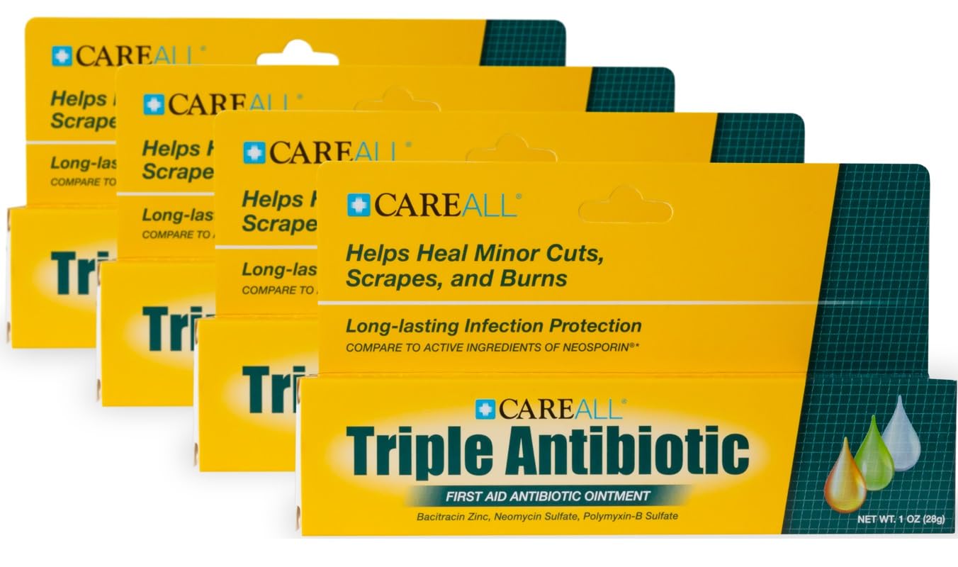 CareAll Triple Antibiotic Ointment 1.0 oz (4 Pack), First Aid Ointment for Minor Scrapes, Cuts, and Burns to Help Prevent Infection, Compare to The Active Ingredients of The Leading Brand CareAll buy supplements Au