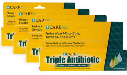 CareAll Triple Antibiotic Ointment 1.0 oz (4 Pack), First Aid Ointment for Minor Scrapes, Cuts, and Burns to Help Prevent Infection, Compare to The Active Ingredients of The Leading Brand CareAll buy supplements Au