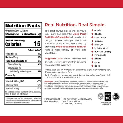 Juice Plus+ Fruit Blend Soft Chews (Chewables) - Boost Your Nutrition with 11 Fruits & Plant Ingredients - Vegan Gummy for Kids & Adults - Vitamins, Whole Food Nutrition - 120 Chewables Juice Plus+Buy Supplements Australia