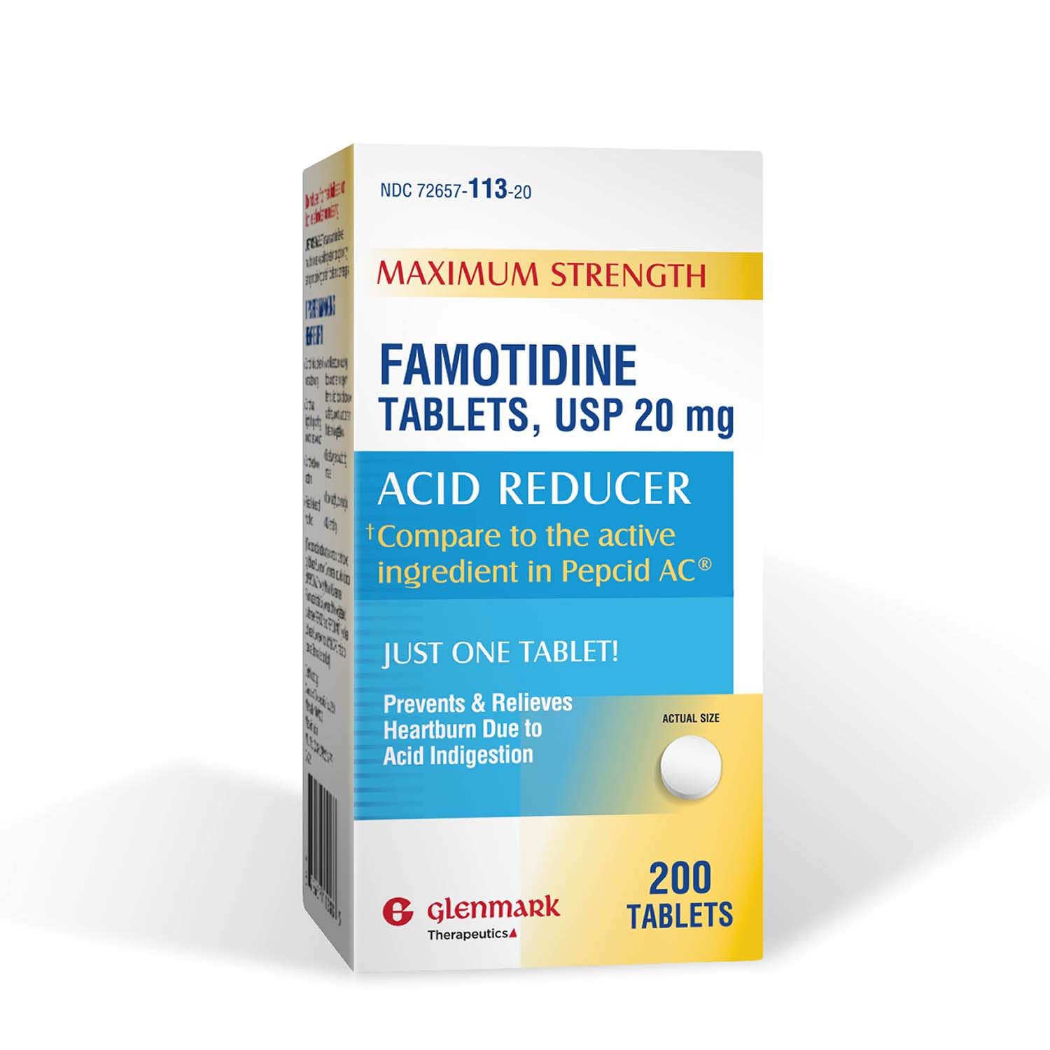 Glenmark Maximum Strength Famotidine Tablets, 20 mg, Acid Reducer for Heartburn Relief, 200 Count Glenmark Therapeutics buy supplements Au