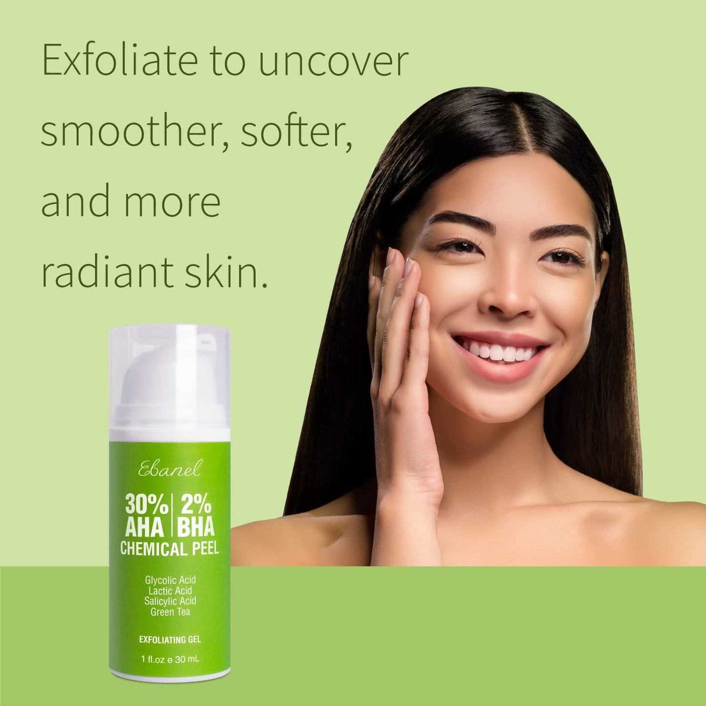 Ebanel Bundle of Hyaluronic Acid Serum and 30% AHA 2% BHA Chemical Peel Exfoliant Gel