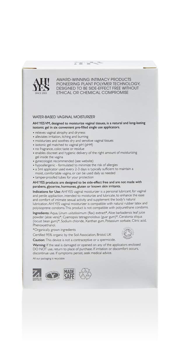 AH! YES® Long Lasting Vaginal Moisturizer for Vaginal Dryness, Water Based & Estrogen-Free, 6 Pre-Filled Applicators AH! YES buy supplements Au