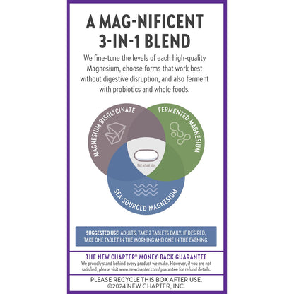 New Chapter Magnesium Complex Supplement, 325mg with Magnesium Glycinate + Sea-Sourced + Fermented Forms for Heart, Bone, Nerve, Muscle & Cellular Energy, 100% Vegan, 60 Tablets New Chapter buy supplements Au