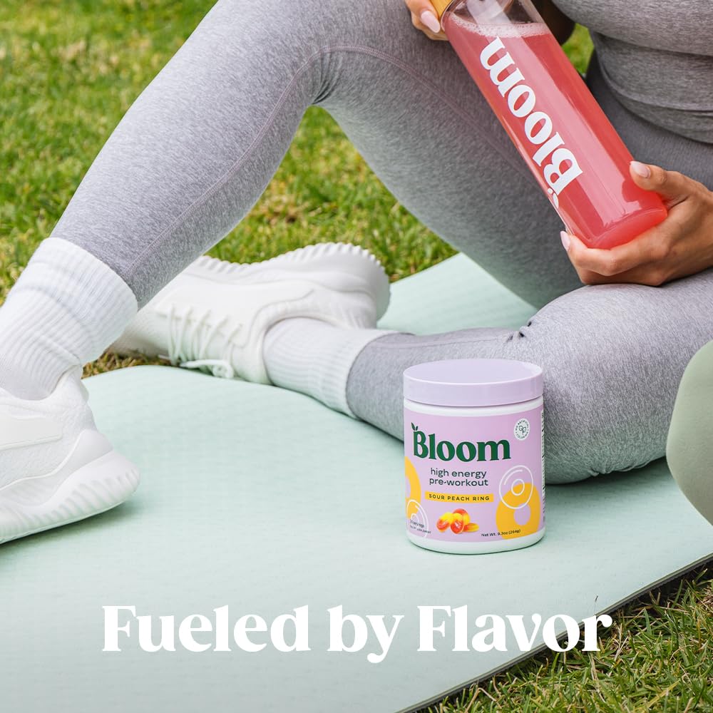 Bloom Nutrition Pre Workout Powder, Raspberry Lemonade, 30 Servings | Beta Alanine, Ginseng and L Tyrosine for Amino Energy, Natural Caffeine from Green Tea Extract, Keto, Sugar Free Drink Mix