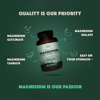 Natural Rhythm Triple Calm Magnesium Complex - 120 Capsules, Chelated Magnesium Glycinate, Taurate & Malate, High Absorption Supplement for Sleep, Stress, Muscle & Heart Support, Non-GMO, Vegan Natural Rhythm buy supplements Au