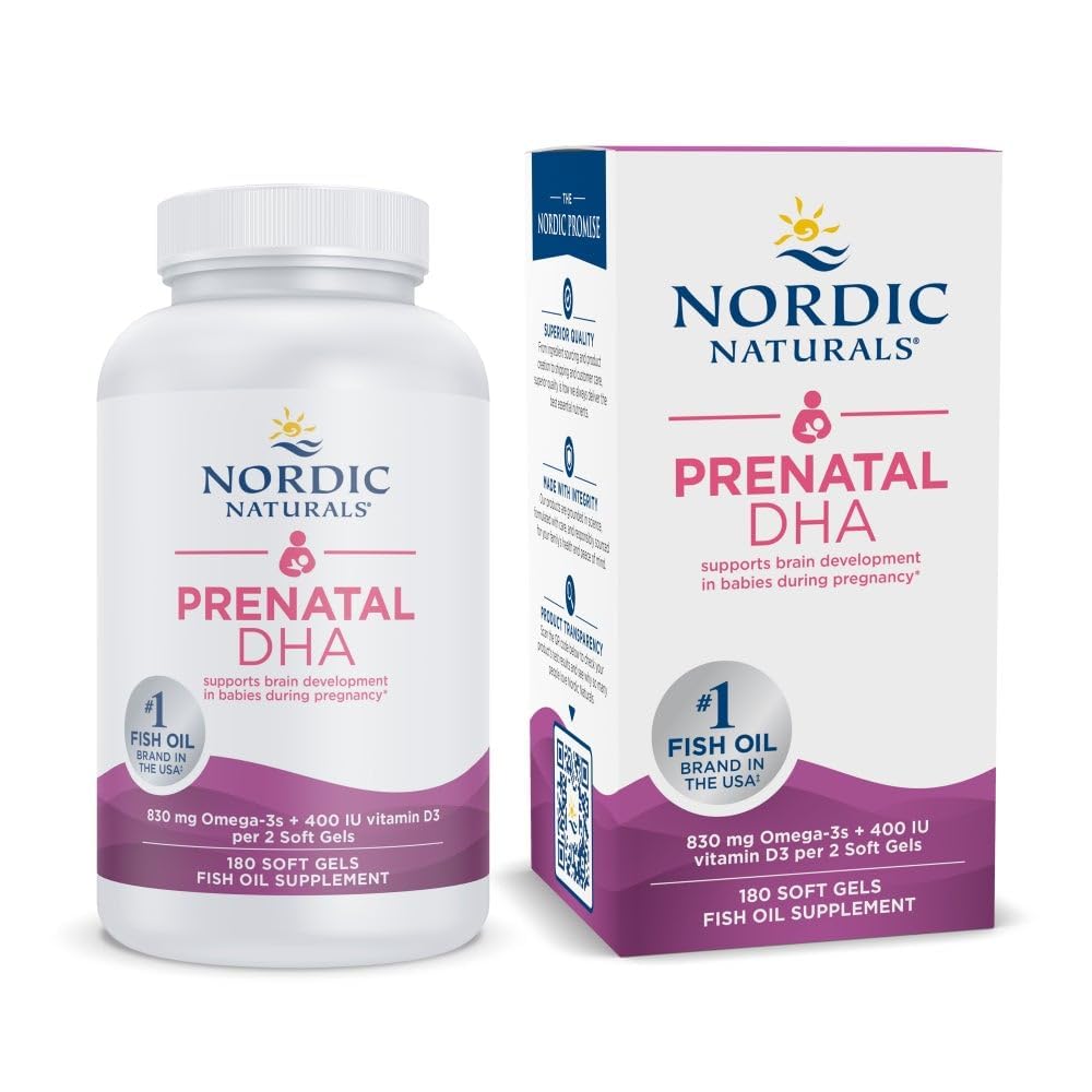 Nordic Naturals Prenatal DHA, Unflavored - 830 mg Omega-3 + 400 IU Vitamin D3-180 Soft Gels - Supports Brain Development in Babies During Pregnancy & Lactation - Non-GMO - 90 Servings Nordic NaturalsBuy Supplements Australia