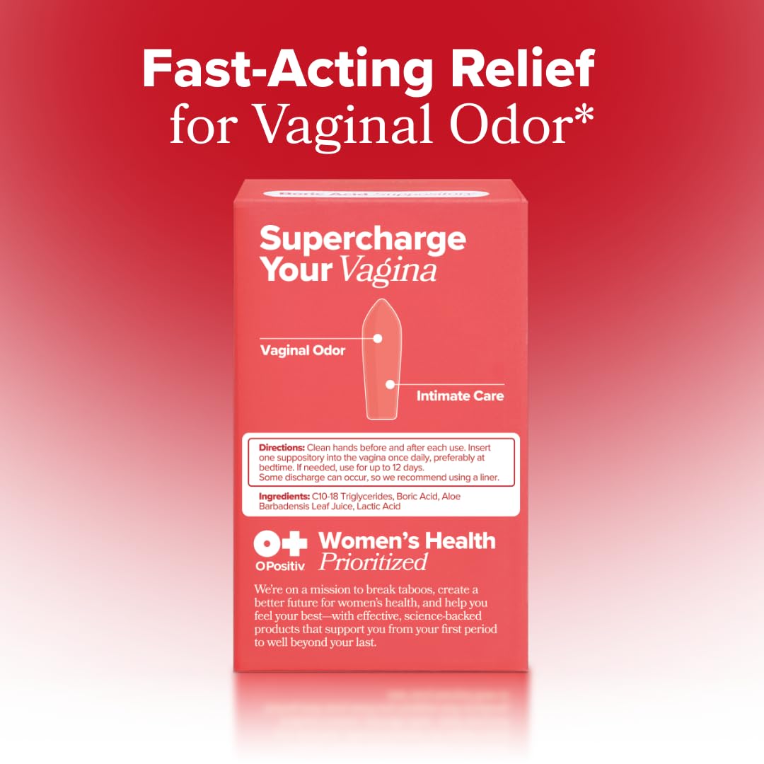O Positiv URO Boric Acid Vaginal Suppository – with Lactic Acid, and Aloe for Fast Relief and Vaginal Odor Control – Vegan, Free from Parabens, Dyes, and Fragrances – 12 Count (Pack of 1) O Positiv buy supplements Au