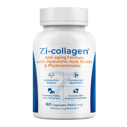 Zi-Collagen Marine Collagen Capsules for Skin, Hair & Nails Support – with Phytoceramides, Hyaluronic Acid, Biotin