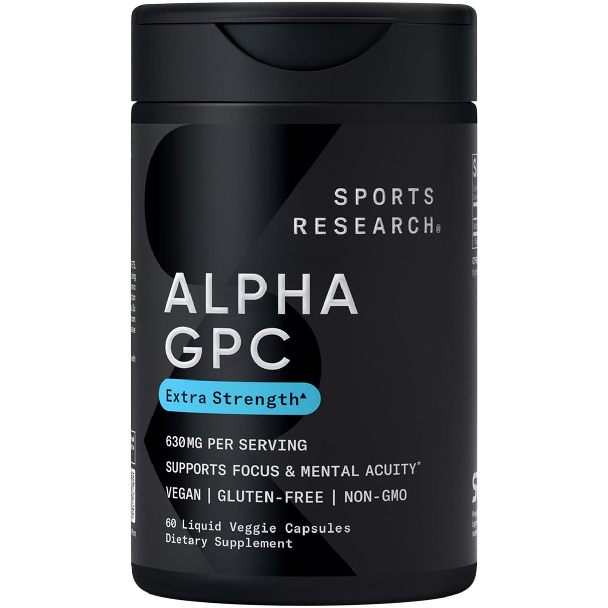 Sports Research® Alpha GPC 630mg (Extra Strength) - Bioavailable Source of Choline - Focus & Cognitive Support for Women & Men - Vegan Certified · Non-GMO · Gluten Free - 60 Liquid Capsules Sports Research buy supplements Au