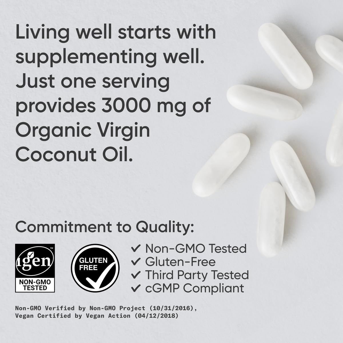 Sports Research® Organic Coconut Oil Capsules 3000MG - Cold Pressed Extra Virgin Coconut Oil with Medium Chain Triglycerides (MCTs) - Vegan Friendly & Non-GMO Verified - 120 Softgels Sports Research buy supplements Au