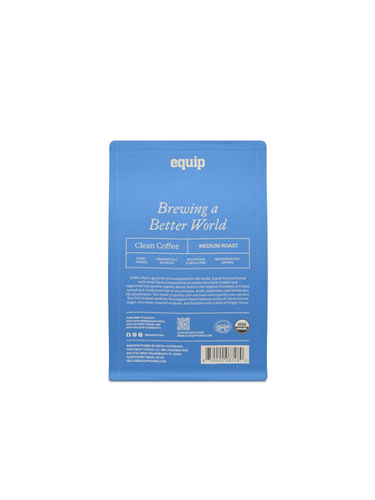 Equip Foods Clean Coffee | Gold Standard, Certified Organic, Fair Trade, Regenerative | Medium Roast, Whole Bean, Nicaragua | Brown Sugar+Chocolate+Citrus