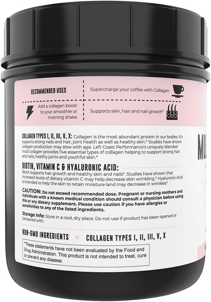 Left Coast Performance Chocolate Bone Broth and Multi Collagen Powder for Joint, Hair, Skin, and Nails Support
