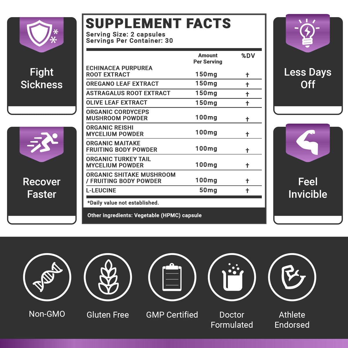 OMISSANDI-WELLNESS Resilient - Natural Immune System Support - Dr. Ian Stern Formulated - to boost your defenses - W/Organic Mushroom Blend, Echinacea, Astragalus & More - Vegan - Made in USA- 60 Caps Dr. Stern buy supplements Au