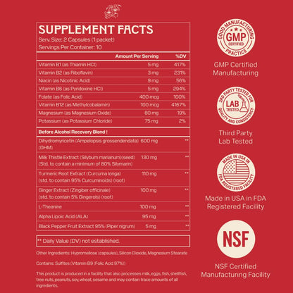 Apéritif Before Alcohol Recovery Supplement - DHM (Dihydromyricetin), Milk Thistle, Turmeric & B Vitamins - Hydration & Liver Support for Morning Clarity Apéritif Health buy supplements Au
