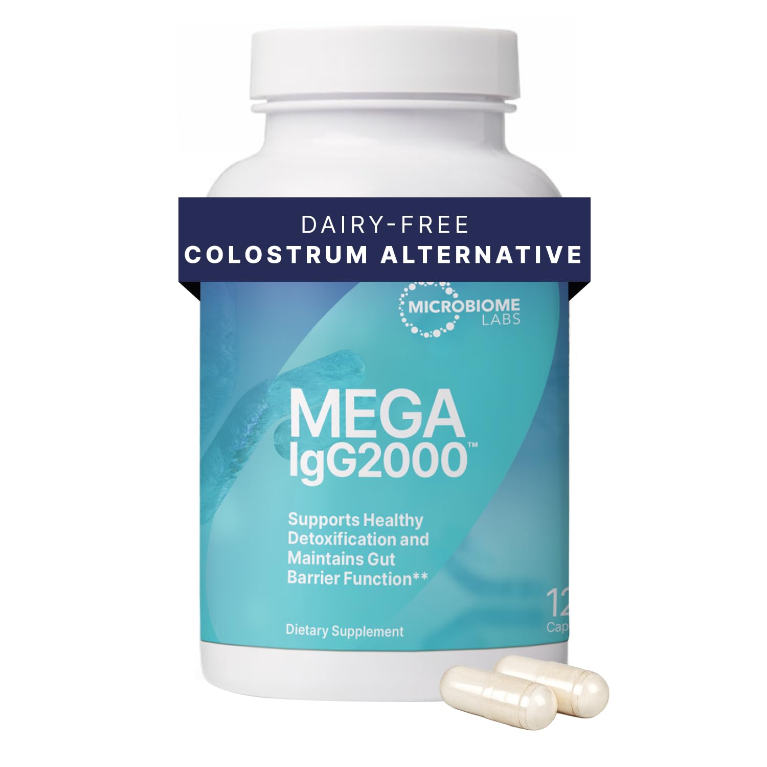 Microbiome Labs Mega IgG2000 Capsules - Dairy Free Bovine Colostrum Supplement Alternative - Immunoglobulin Supplement from Bovine Serum to Support Digestive Health (120 Capsules) Microbiome Labs buy supplements Au