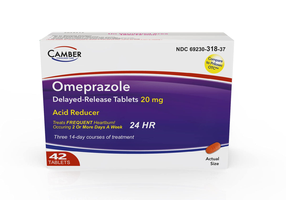 Camber Omeprazole 20mg Delayed-Release Tablets, Heartburn and Acid Reducer Reflux Medicine (42 Count) CAMBER PHARMACEUTICALS, INC buy supplements Au
