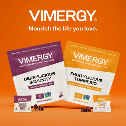 Vimergy NutriDense Fruitylicious Turmeric + Ginger Chewables (300mg Turmeric Extract, 22mg Silica, 10mg Ginger per Serving) Vegan, Mobility Support, 30 Servings (60 Count)