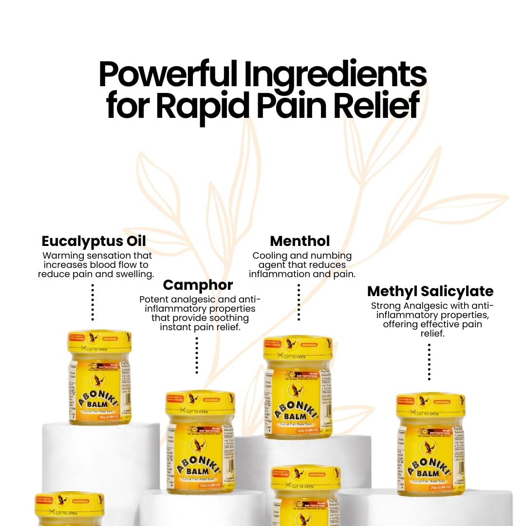 Aboniki Powerful Topical Pain Relief Balm with Natural Ingredients | Powerful Analgesic Soothing Relief for Joints & Muscle Pain, Soreness, Cramps | Long Lasting Full Body Rub (2 Glass Jars) AbonikiBuy Supplements Australia