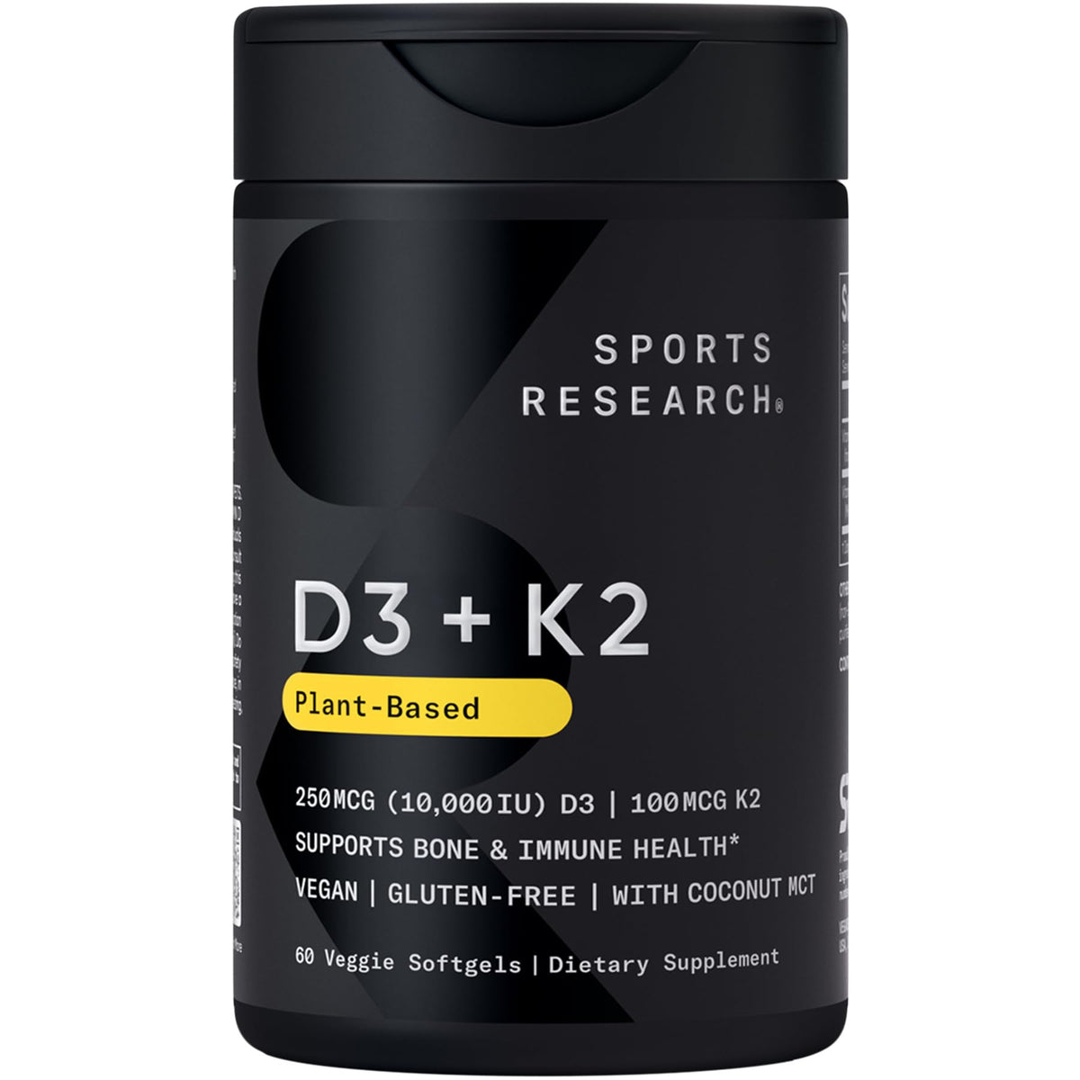 Sports Research® Vitamin D3 + K2 with 10,000iu of Plant-Based D3 & 100mcg of Vitamin K2 as MK-7 | Non-GMO Verified & Vegan Certified 60ct Sports Research buy supplements Au