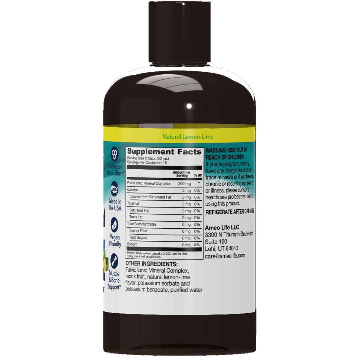 Ameo Life Fulvic Acid & Mineral Complex – Cellular Support, Detox, Collagen Boost – Promotes Skin, Hair, Nail Growth & Energy – Vegan, Gluten-Free, Non-GMO, Made in the USA -16 OZ Ameo LifeBuy Supplements Australia