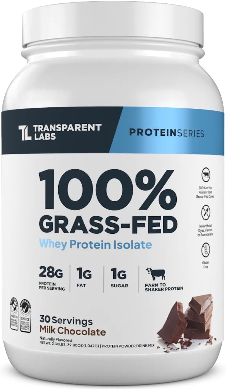 Transparent Labs Grass-Fed Whey Protein Isolate (30 Servings, Milk Chocolate) & Creatine HMB (30 Servings, Strawberry Lemonade)