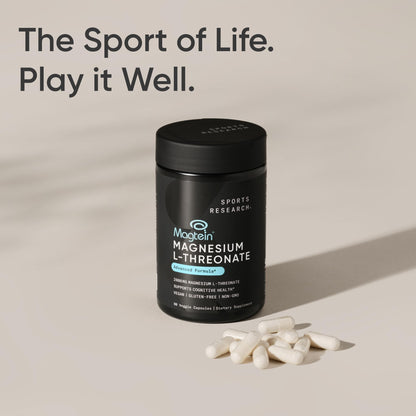 Sports Research® Magnesium L-Threonate Capsules 2000mg - High-Absorption Magtein® for Enhanced Brain Health, Memory, Focus & Restful Sleep Support - Vegan · Non-GMO · Gluten Free - 90 Count Sports Research buy supplements Au