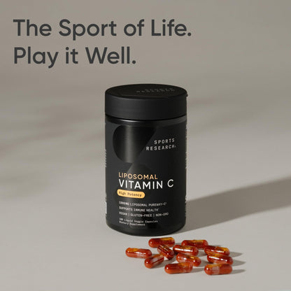 Sports Research® High Potency Liposomal Vitamin C Supplement 1000 mg – Certified Vegan, Non-GMO, Gluten Free | Antioxidant & Immune Support | Ascorbic Acid Vitamin C | 180 Liquid Veggie Capsules Sports Research buy supplements Au