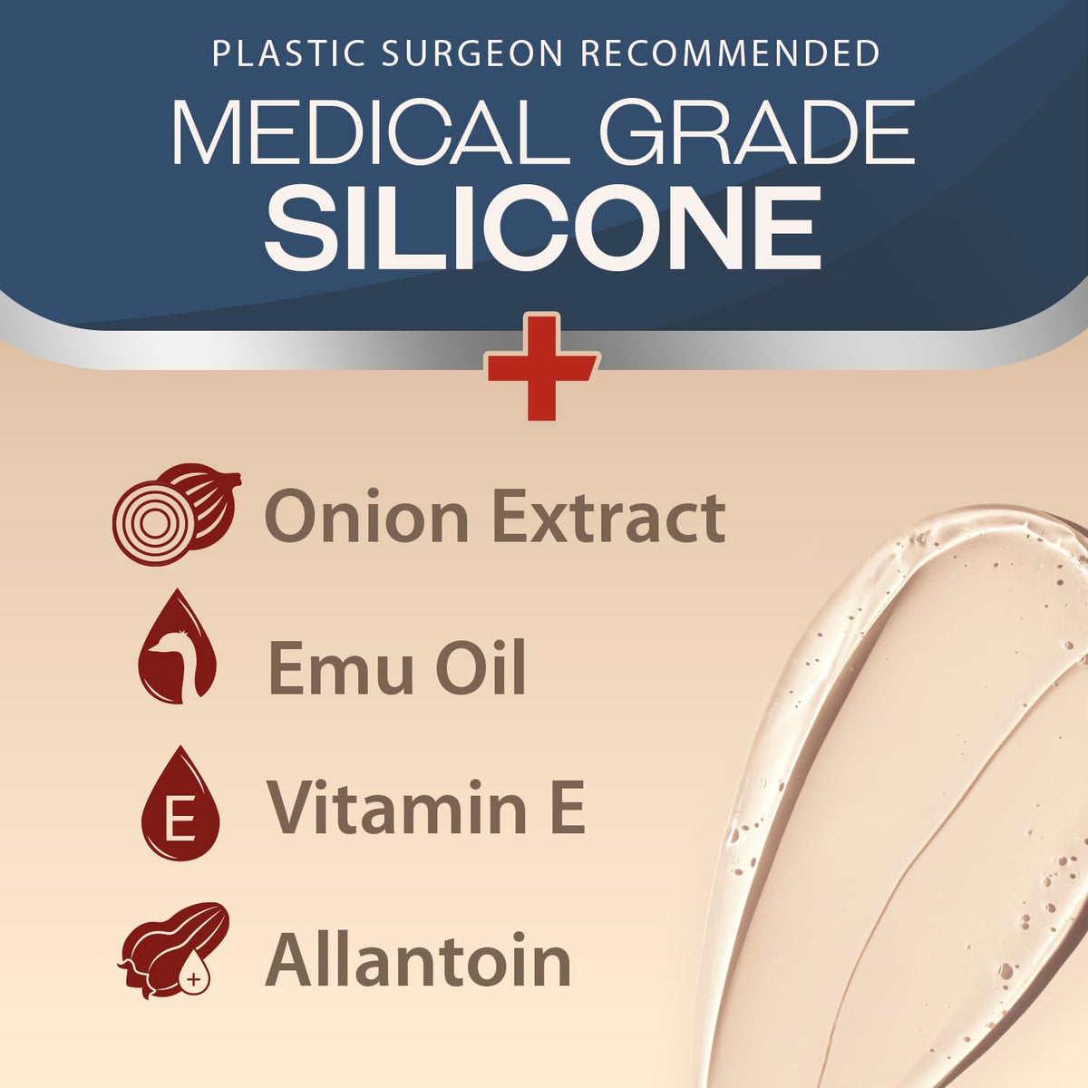 Ebanel Silicone Scar Gel with Allantoin, Emu Oil, Vitamin E and Onion Extract, For Old & New Scars from Surgeries, C-Section, Injuries, Burns & More