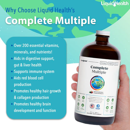 LIQUIDHEALTH Complete Multiple Adult Liquid Multivitamin - Essential Vitamins, Minerals & Nutrients, Immune Support, Gut Health, Energy, Detox - Made in USA, Vegan, Non-GMO, Sugar-Free (32 oz) LIQUIDHEALTHBuy Supplements Australia