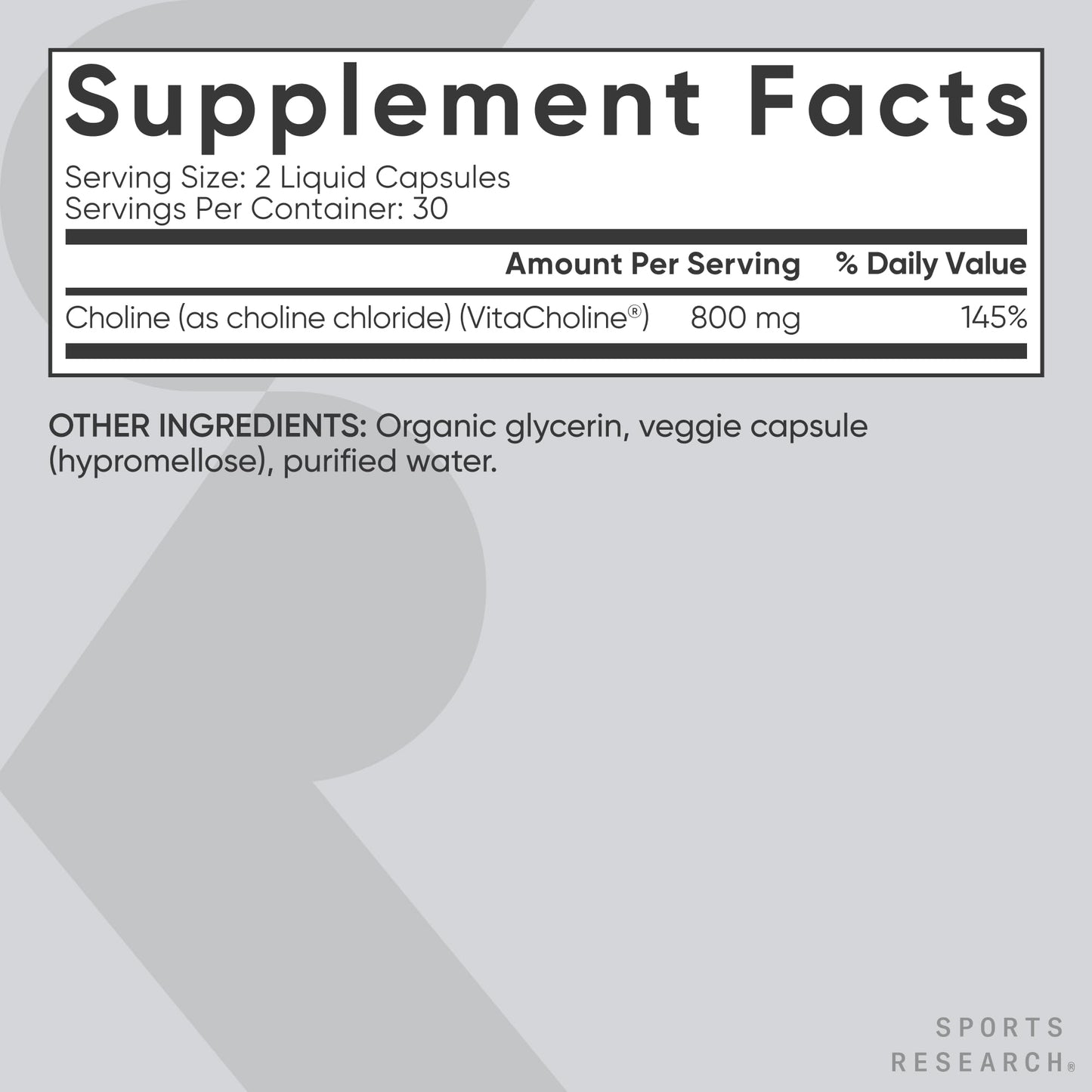 Sports Research ® Extra Strength Choline 800 mg - Essential Nutrient Featuring VitaCholine ® for Focus Support - Vegan Certified • Non-GMO • Gluten Free - 60 Liquid Capsules Sports Research buy supplements Au