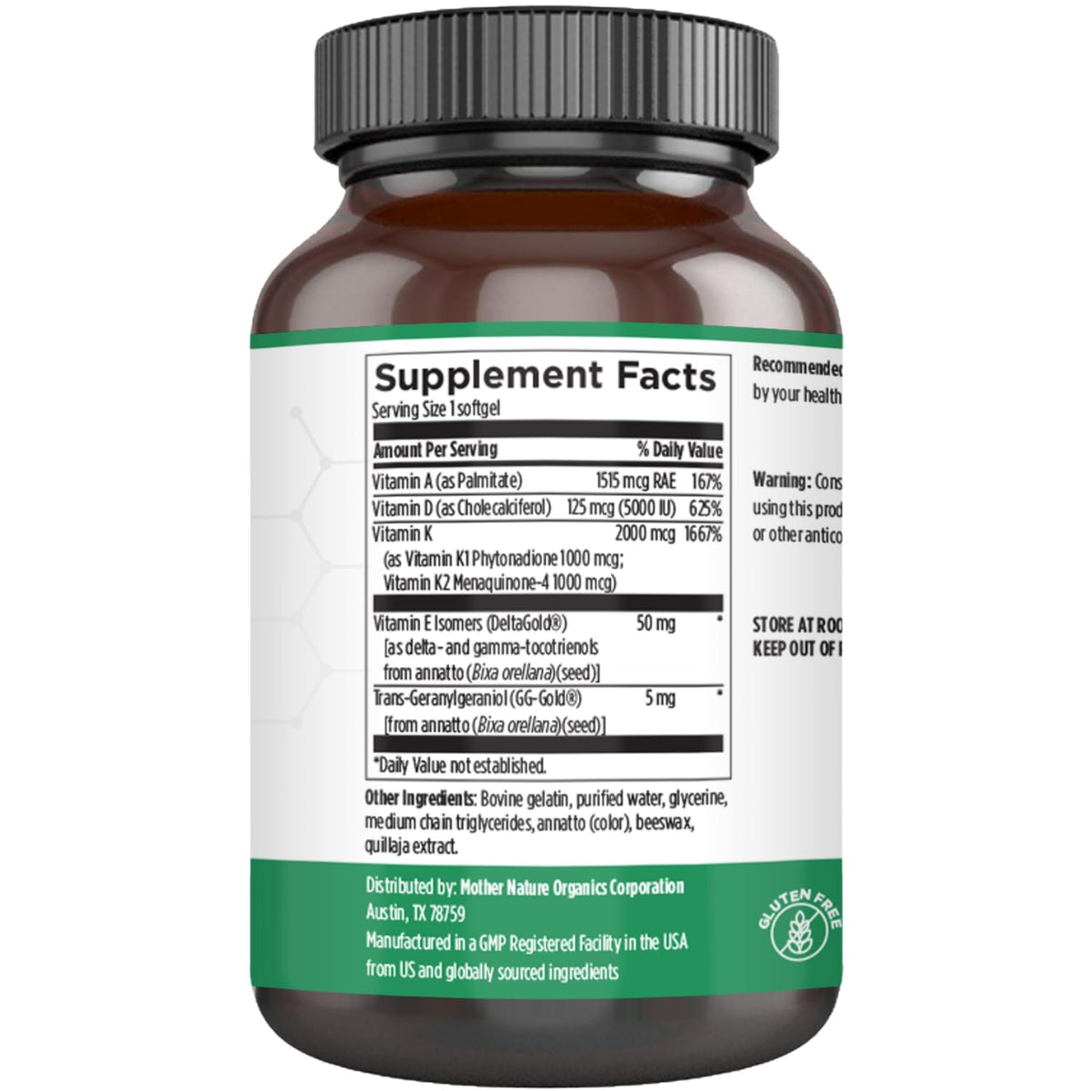 ADK Vitamin Supplement - 5000 IU Vitamin D3 + A & K2 MK-7 - High Absorption for Bone, Heart & Immune Support - Non-GMO (60 Softgels) Mother Nature Organics Superfoods for Organic LivingBuy Supplements Australia